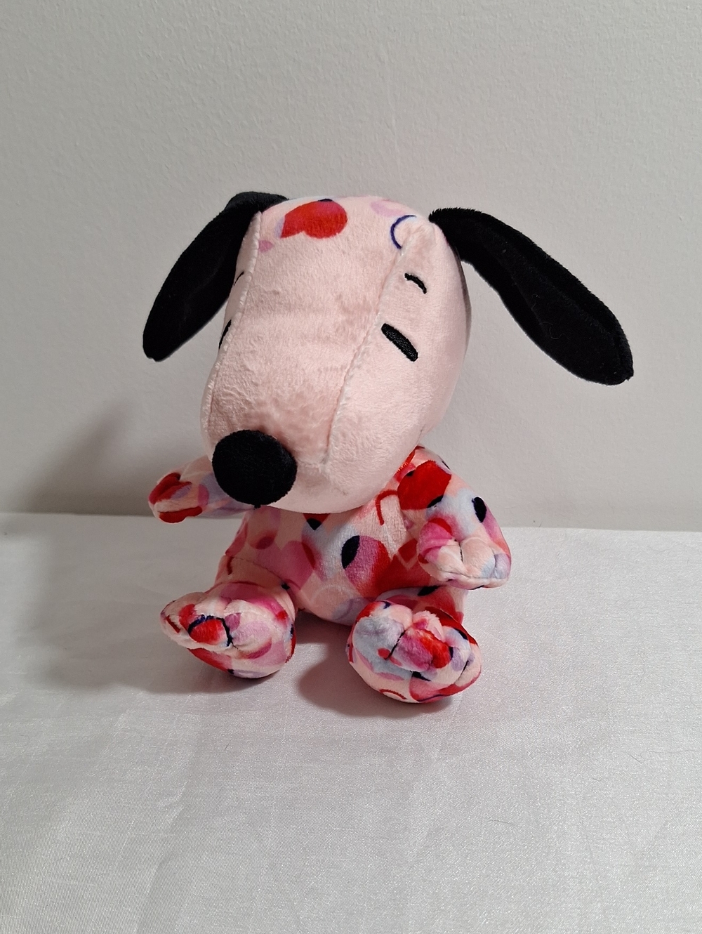Hallmark Pink and Black Patterned Snoopy-Style Plush Toy